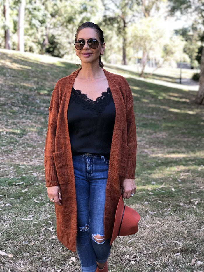 Tamsin Knit Cardi - Rust