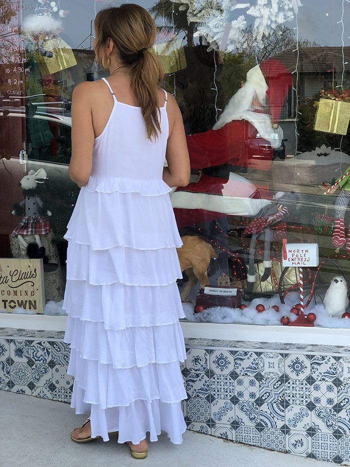 Paradise Ruffle Dress - White