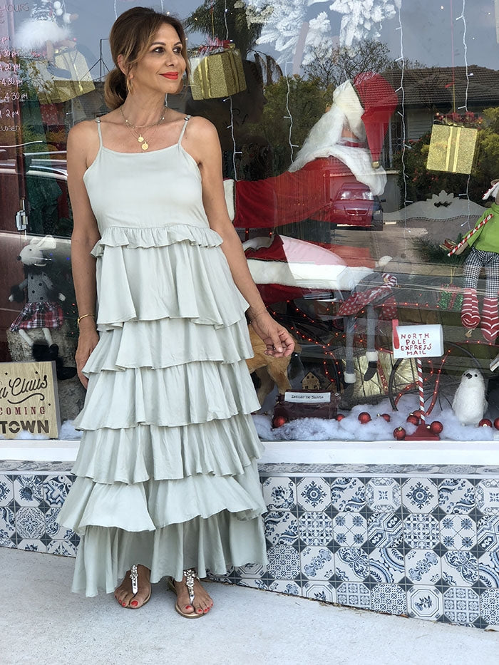 Paradise Ruffle Dress - Sage