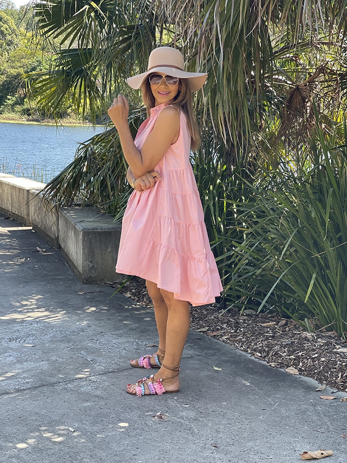 Maria Button Front Dress - Blush