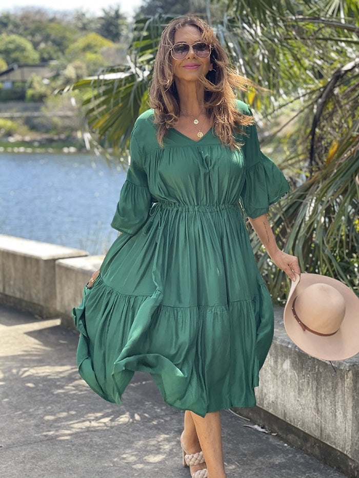 Samara Short Sleeve Dress - Green