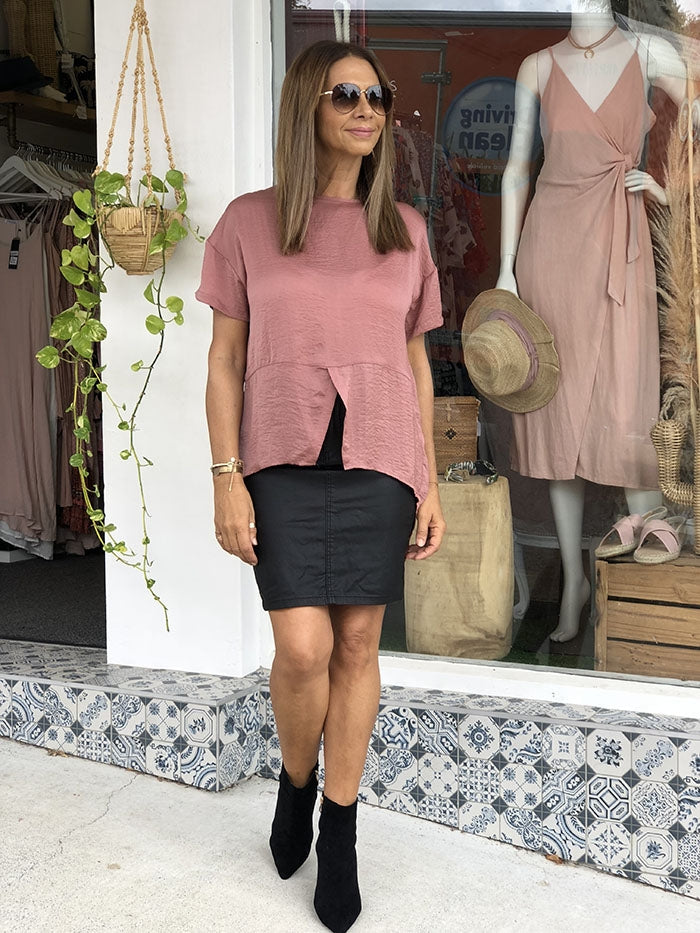 Black Wax Midi Skirt