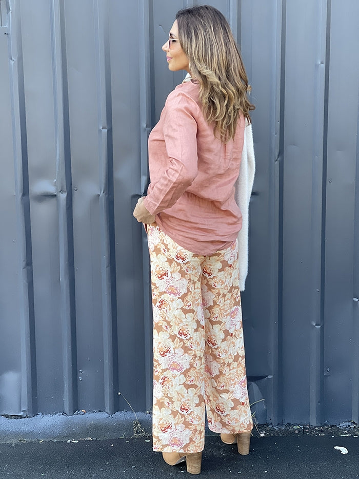 Harper Wide Leg Linen Pant - Floral