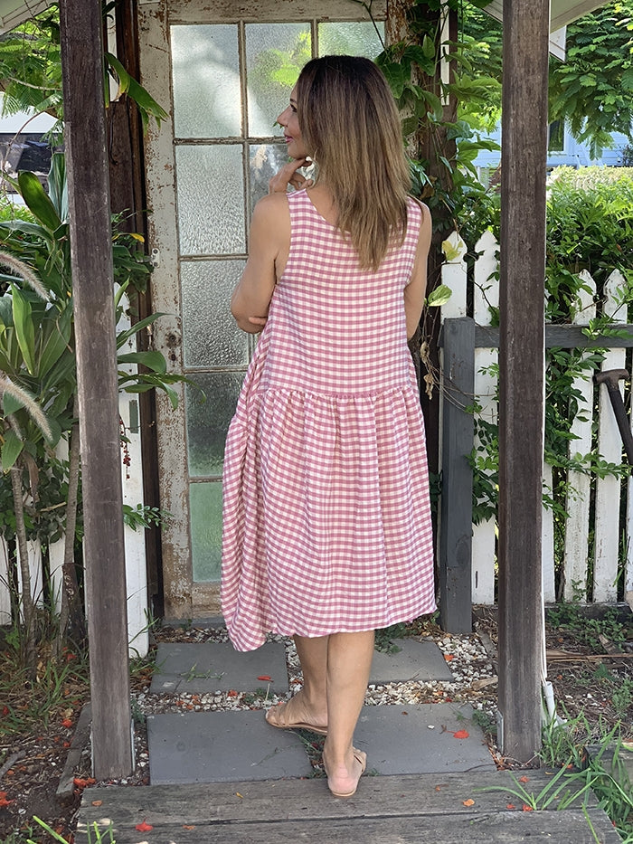 Checked Picnic Dress - Blush