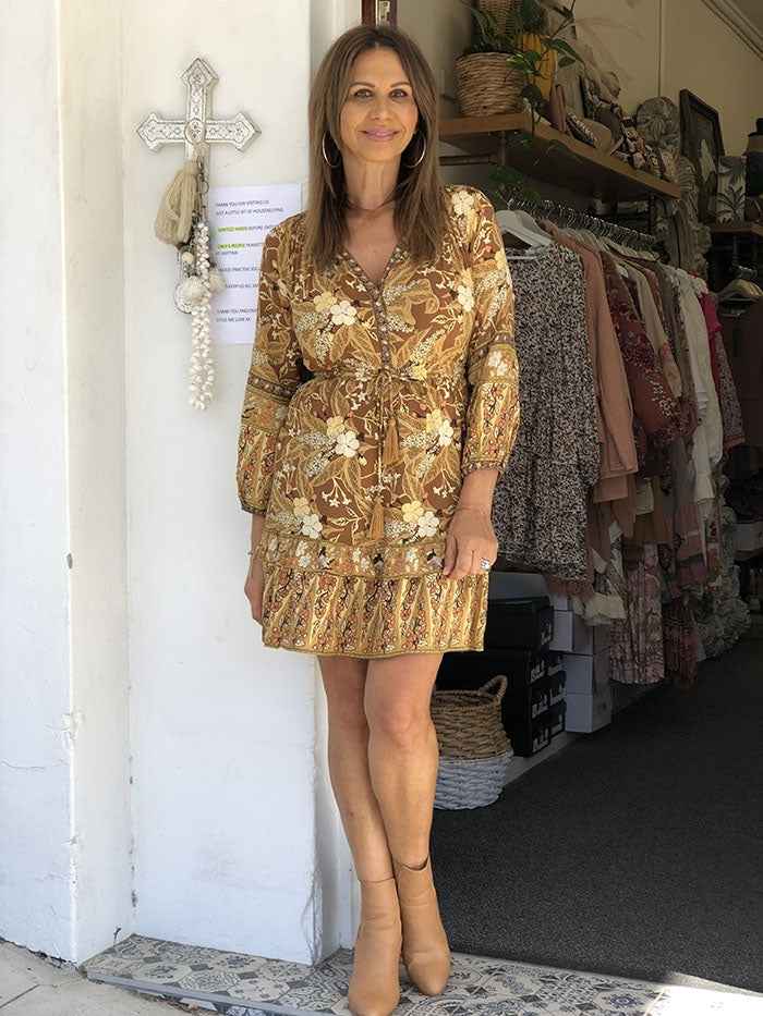 Sierra Dress - Tan Floral