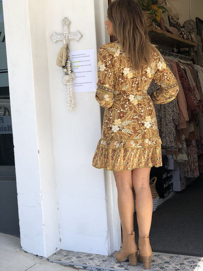 Sierra Dress - Tan Floral