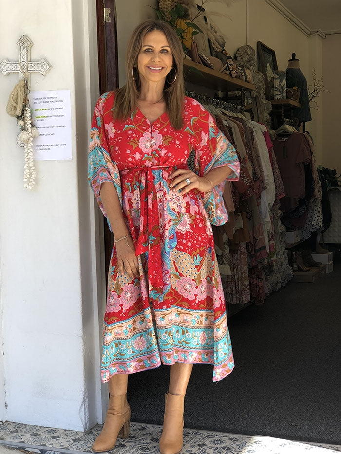 Geisha Dress - Red Floral