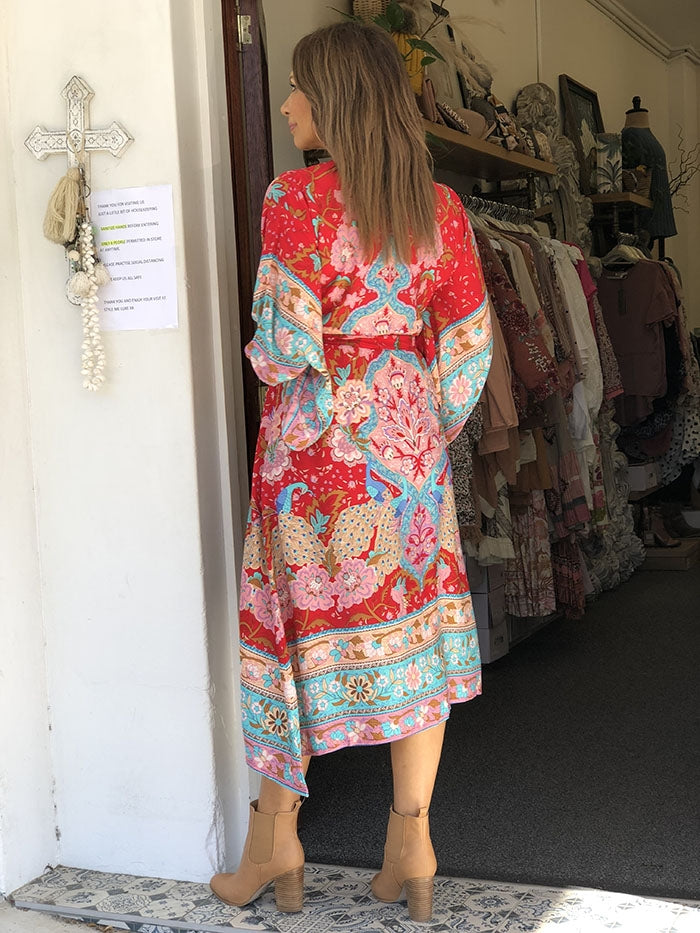 Geisha Dress - Red Floral