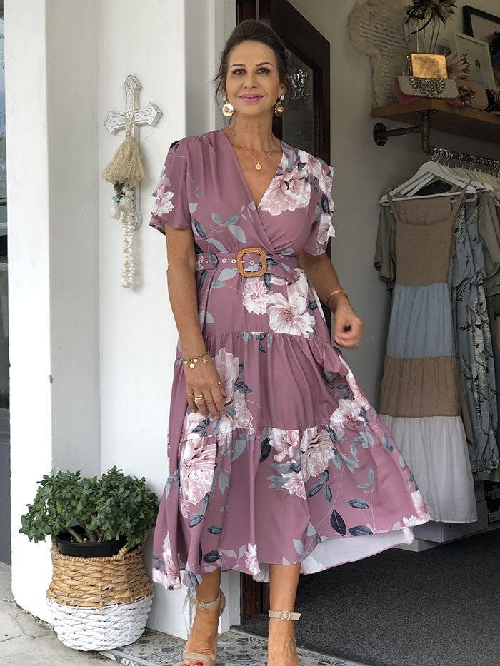 Aubriee Dress - Mauve floral