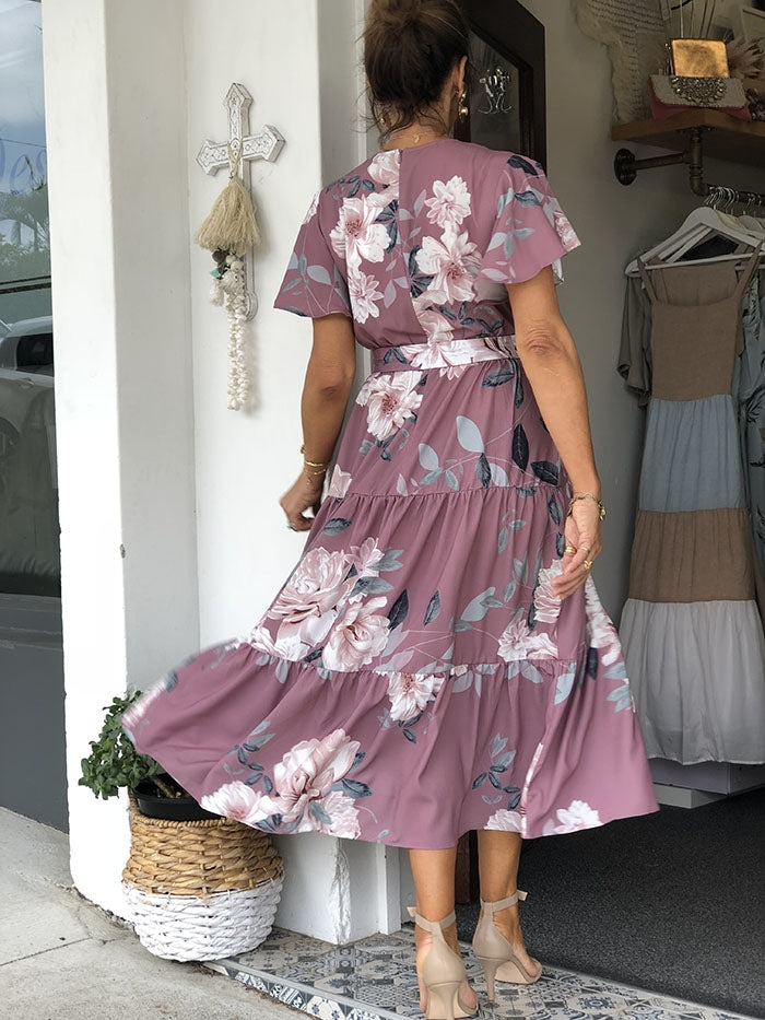 Aubriee Dress - Mauve floral