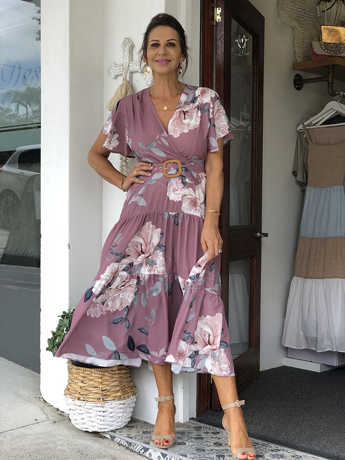 Aubriee Dress - Mauve floral