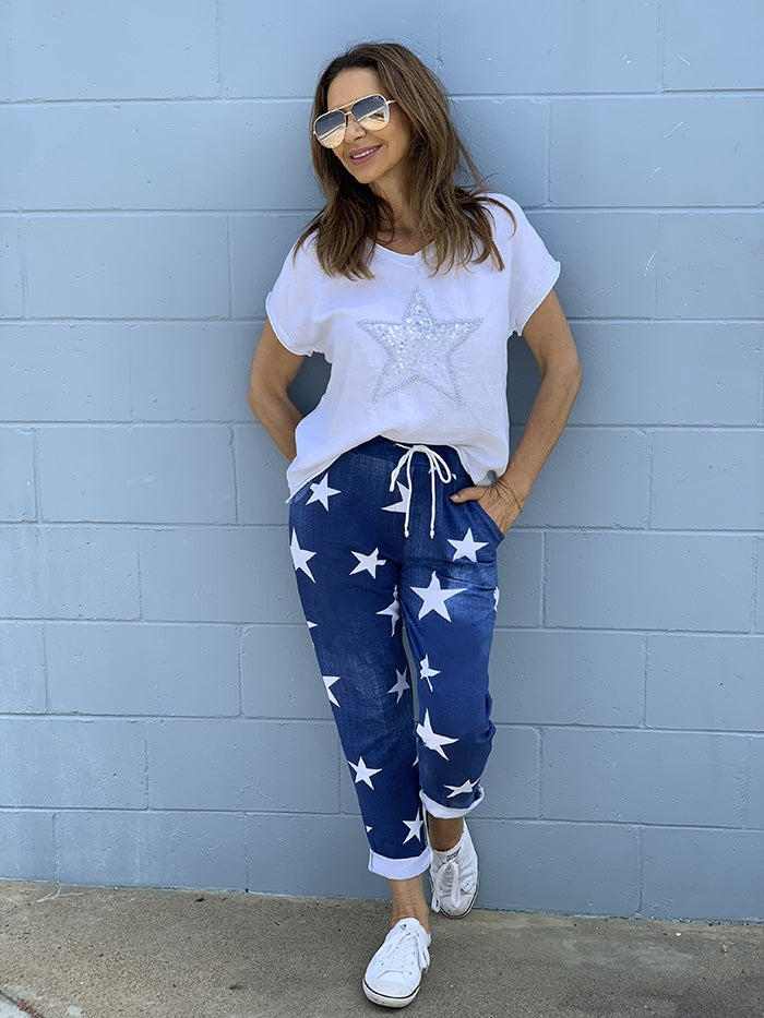 Denim Star Pants