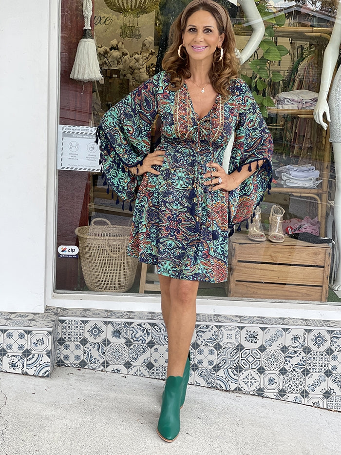 Mahala Boho Dress - Aqua