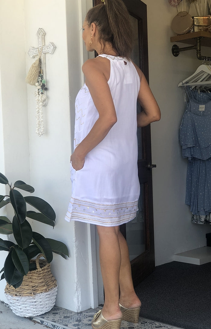 Cheval Halter Dress - White