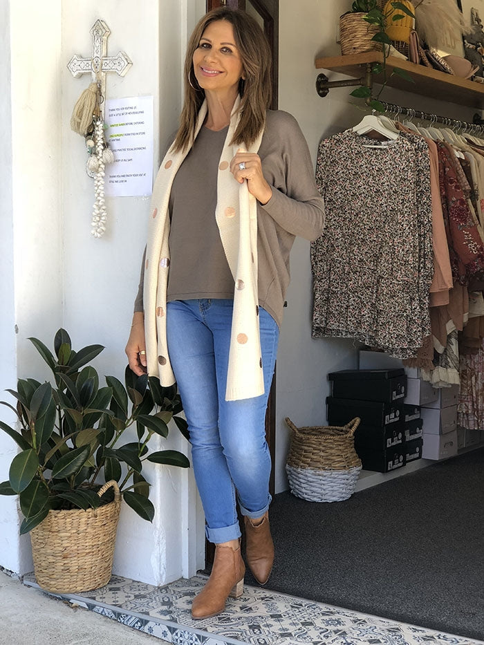 Mindy Metallic Spot Scarf