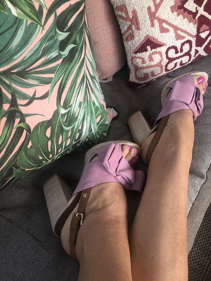 Cuero Pink Bow Block Heels