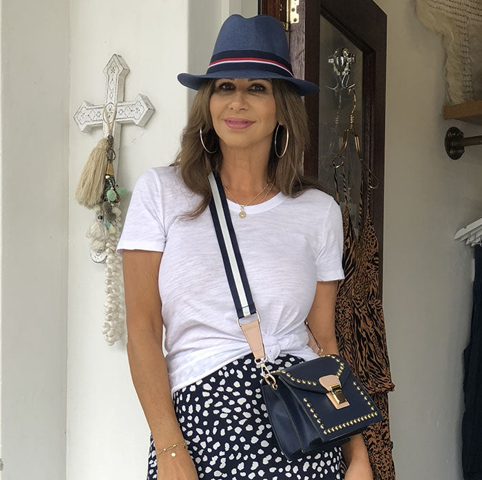 Navy Fedora Stripe Trim