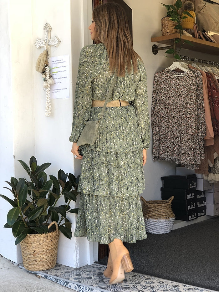 Mailani Pleated Skirt - Sage floral
