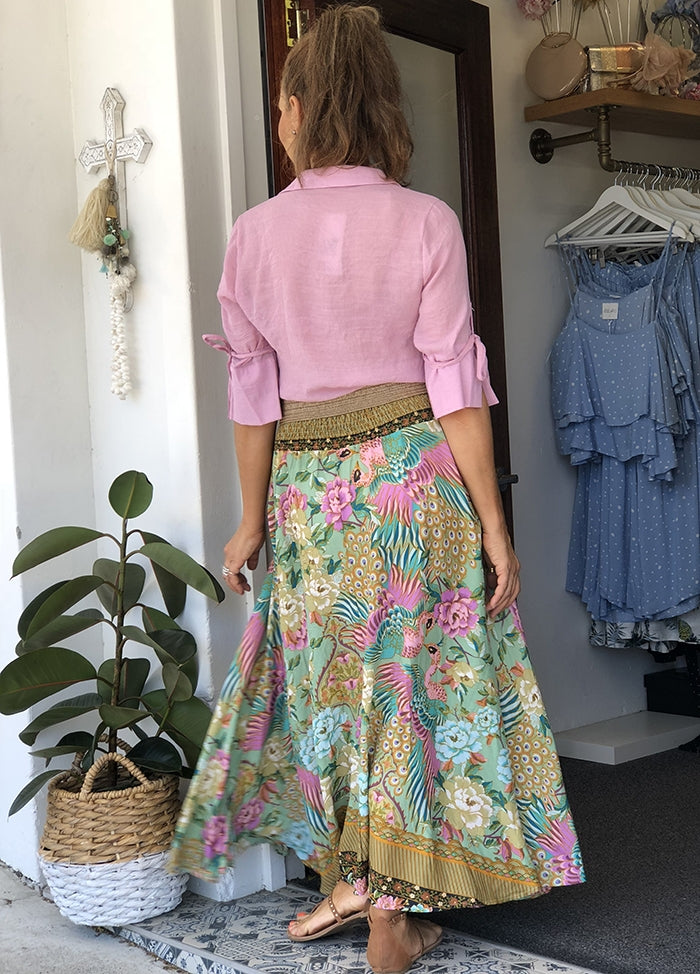Pink Peacock Maxi Skirt