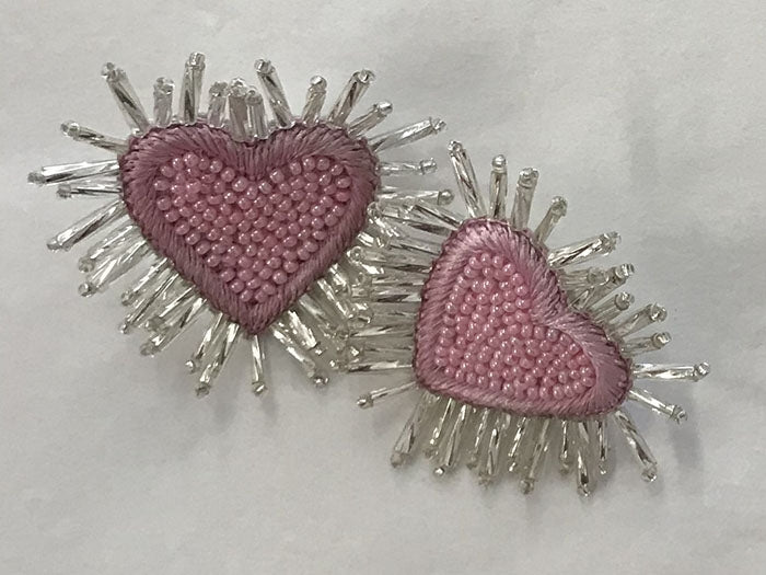Beaded Pink Heart Earrings
