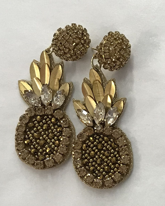 Drop Earrings Gold Pineapple
