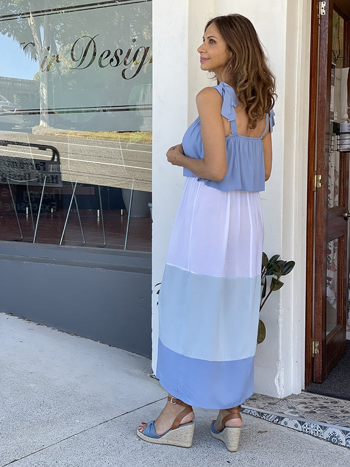 Maggie Dress - Blue colour block