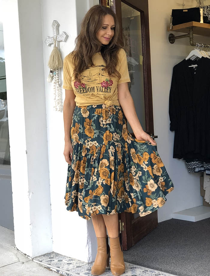 Poppy Print Skirt