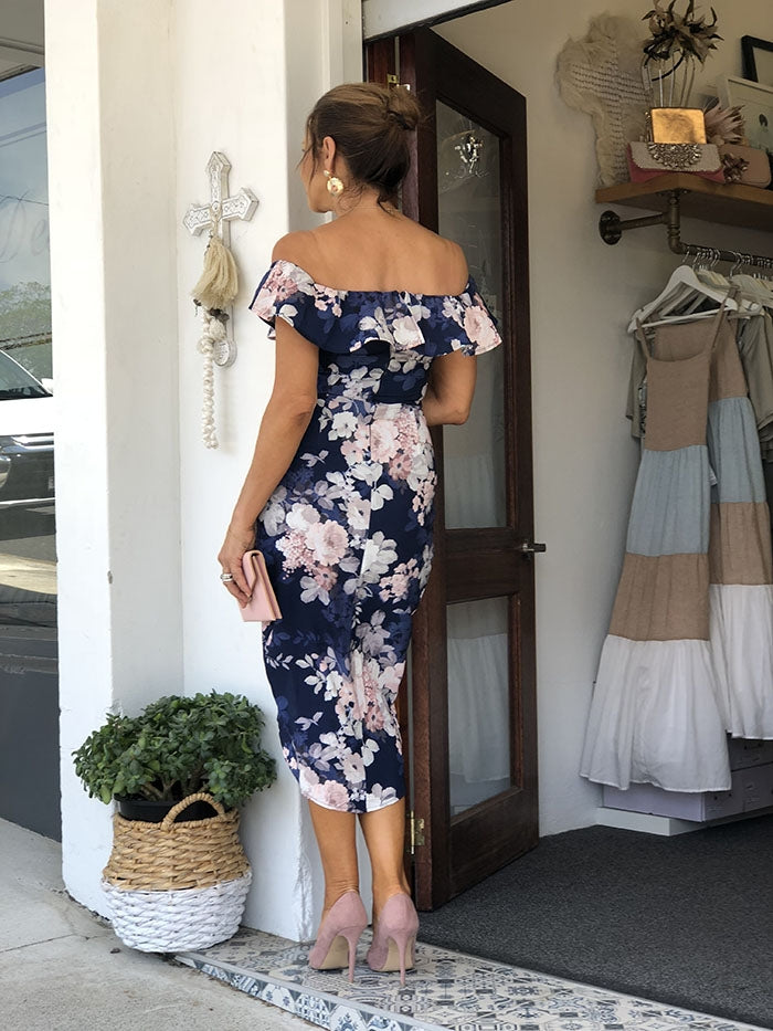 Bryony Dress - Navy floral