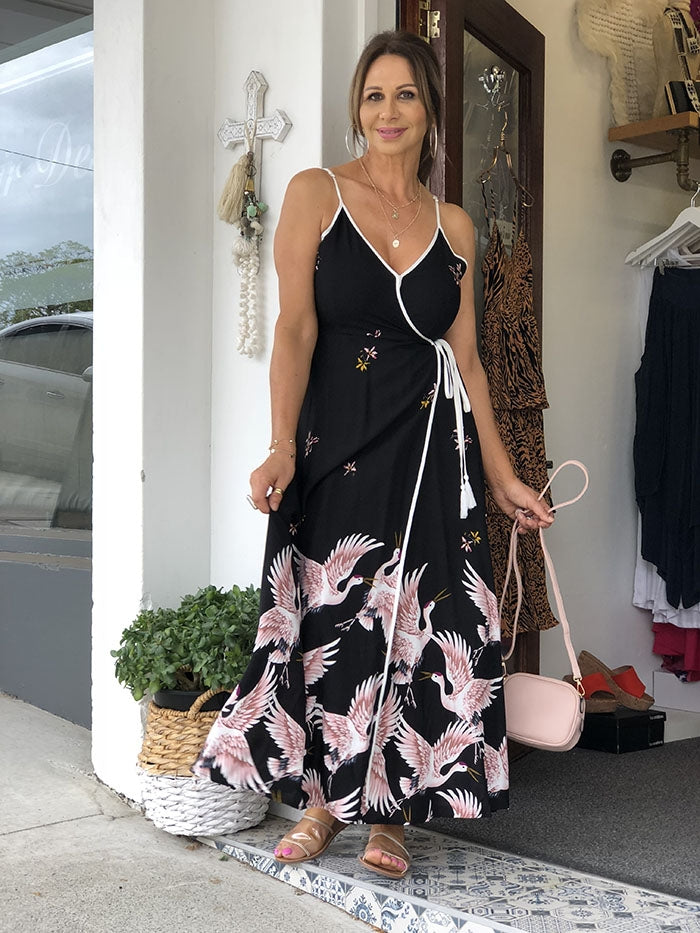 Flying Crane Maxi Dress