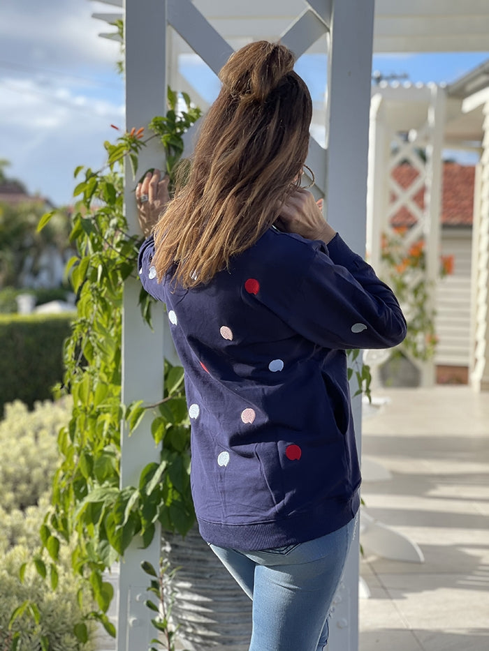 Navy Spot Pocket Sweat