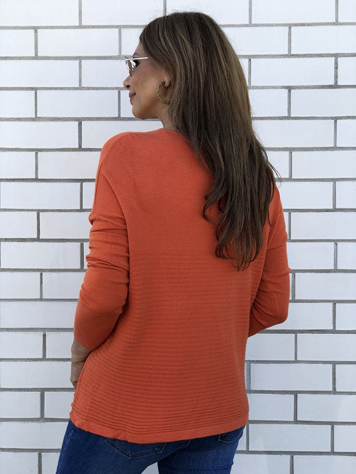 Angle Zip Top - Rust Knit