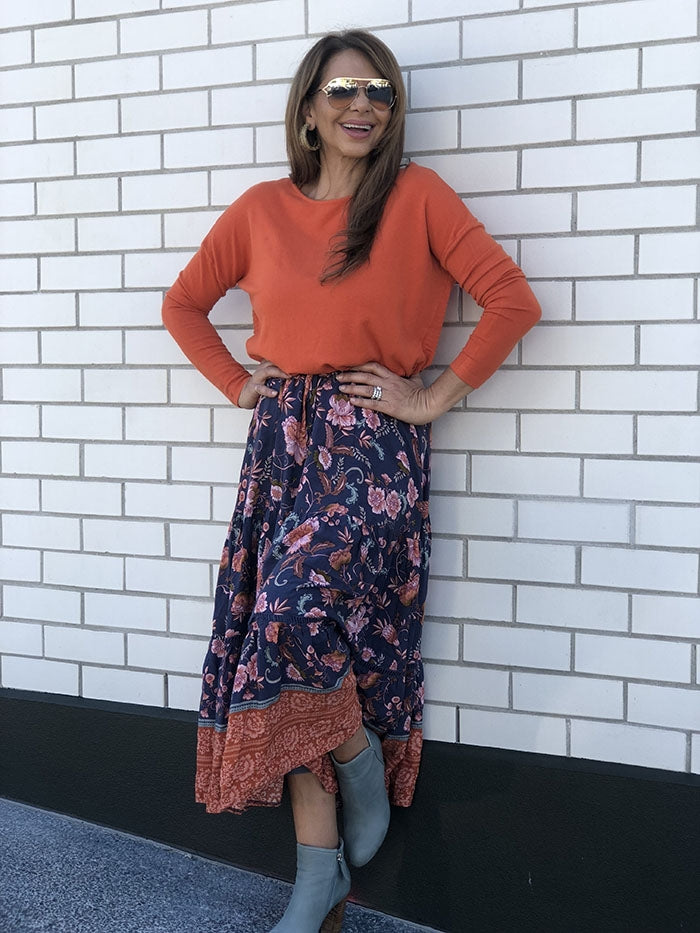 Angle Zip Top - Rust Knit