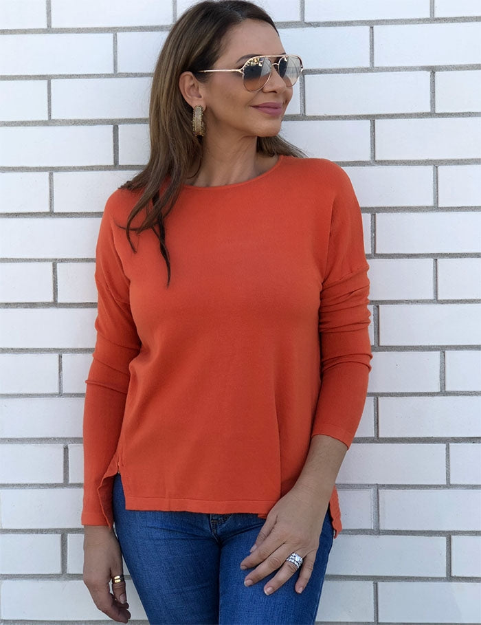 Angle Zip Top - Rust Knit