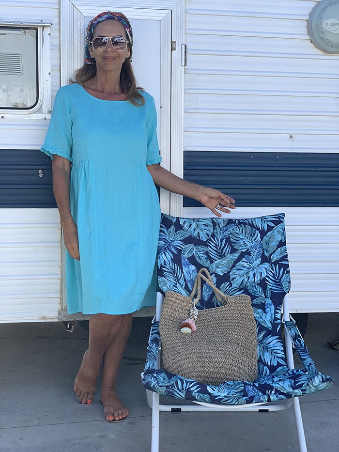 Aqua Linen Dress