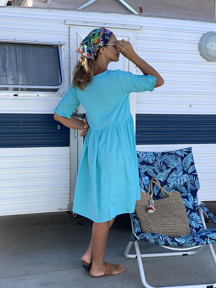 Aqua Linen Dress