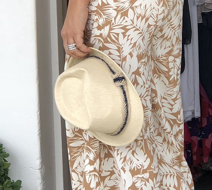 Sand Fedora Jute Trim