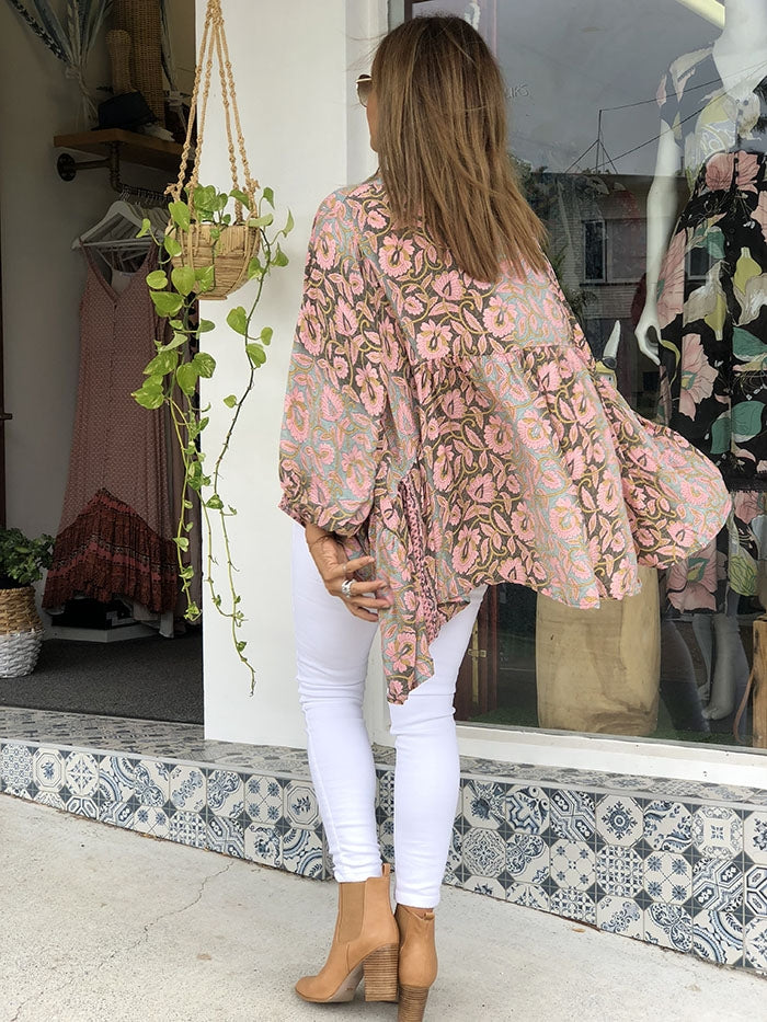 Blush Pink Floral Waterfall Cape