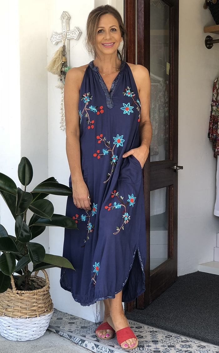 Kyoto Maxi Dress - Navy