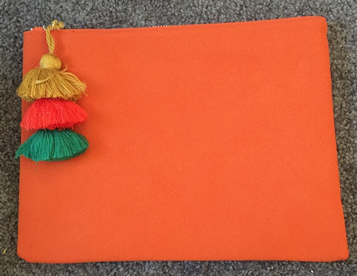 Orange Tassel Clutch