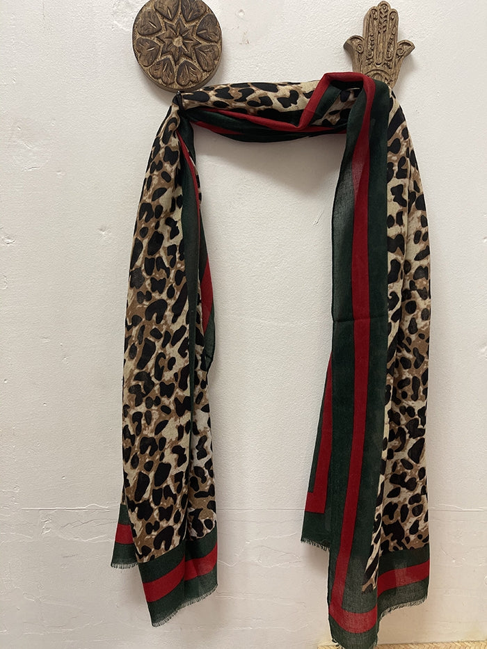 Border Scarf - Leopard