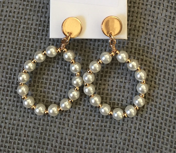 Faux Pearl Tear Drop - Gold