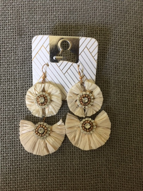 Inez Raffia Earrings - Vanilla
