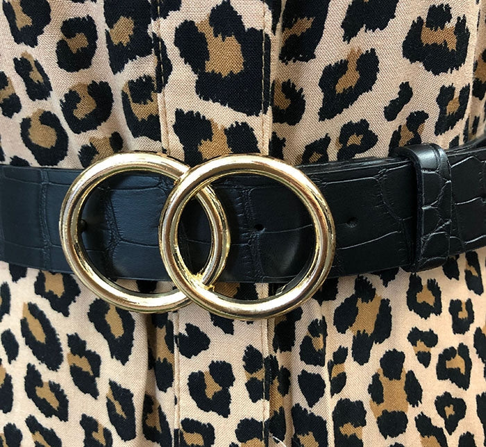 Double Loop Belt - Black croc