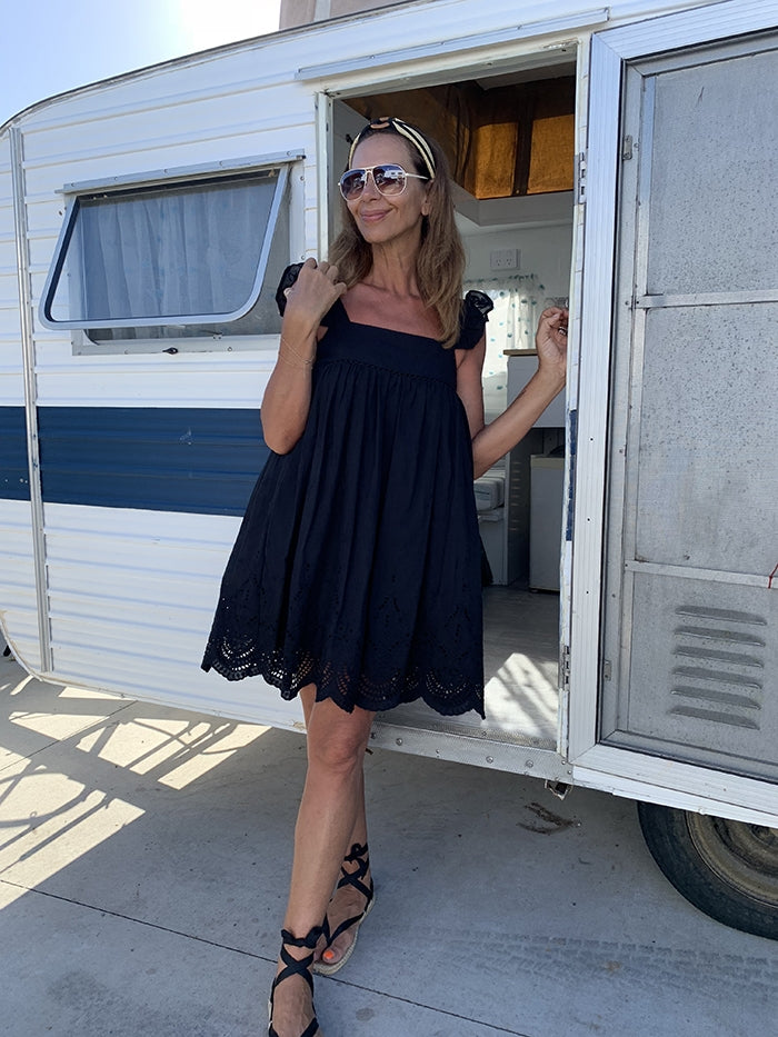 Babydoll Anglaise Dress - Black