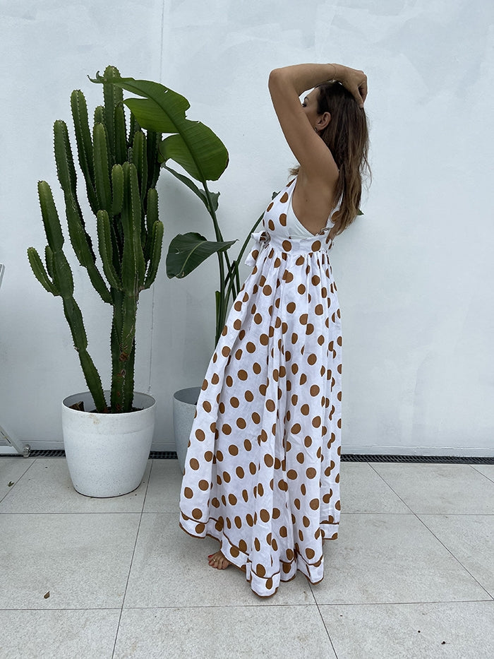 Positano Dress - Tan Spot