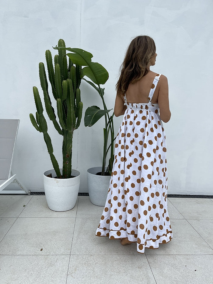 Positano Dress - Tan Spot