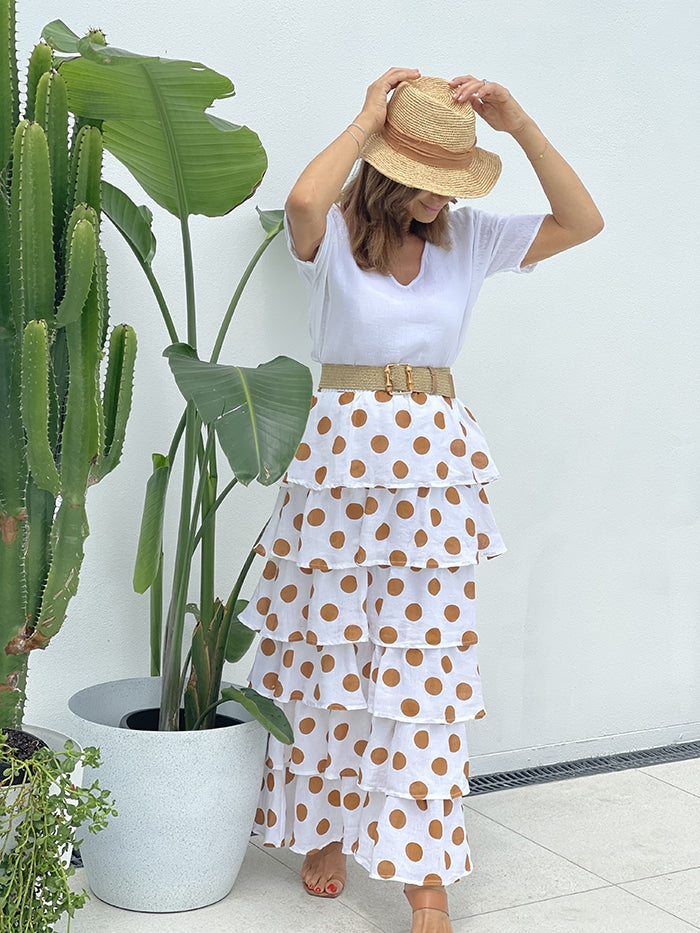 Neopolitan Skirt - Tan Polka Dot