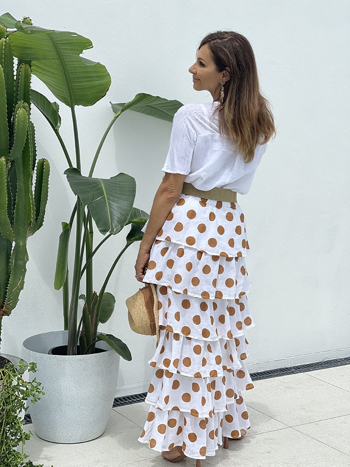 Neopolitan Skirt - Tan Polka Dot