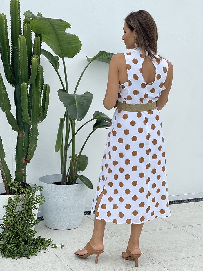 Helaina Dress - Tan Spot
