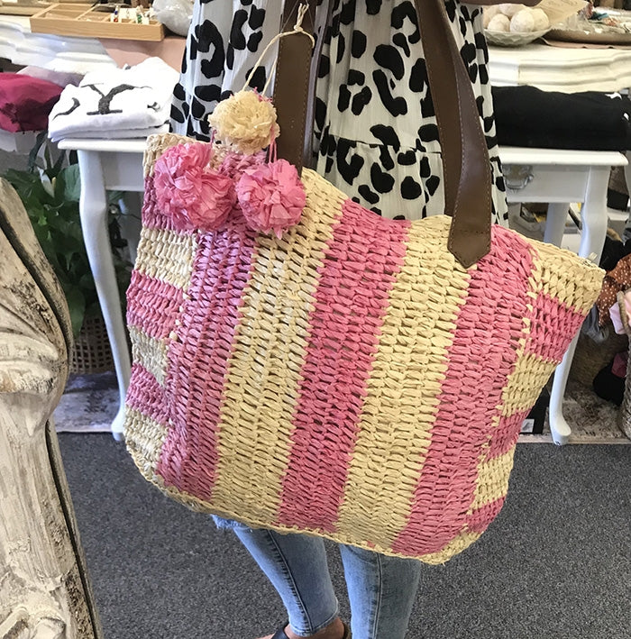 Stripe Crochet Bag - Pink